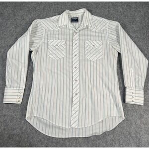 Vtg Wrangler Shirt Western‎ Pearl Snap X-Long Tails Cowboy Cut Reg Fit 16.5-34